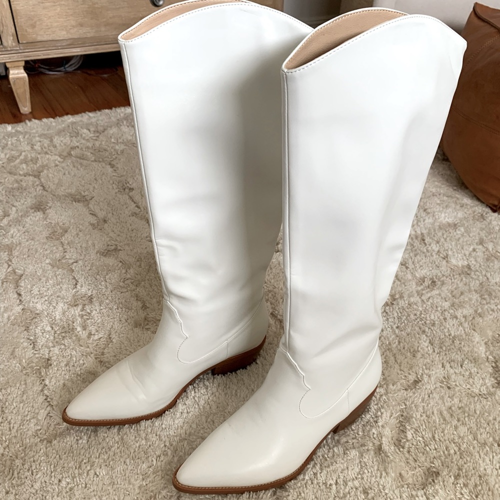 White Faux Leather Boots